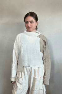 Moyuru Cream Combo Pullover Sweater