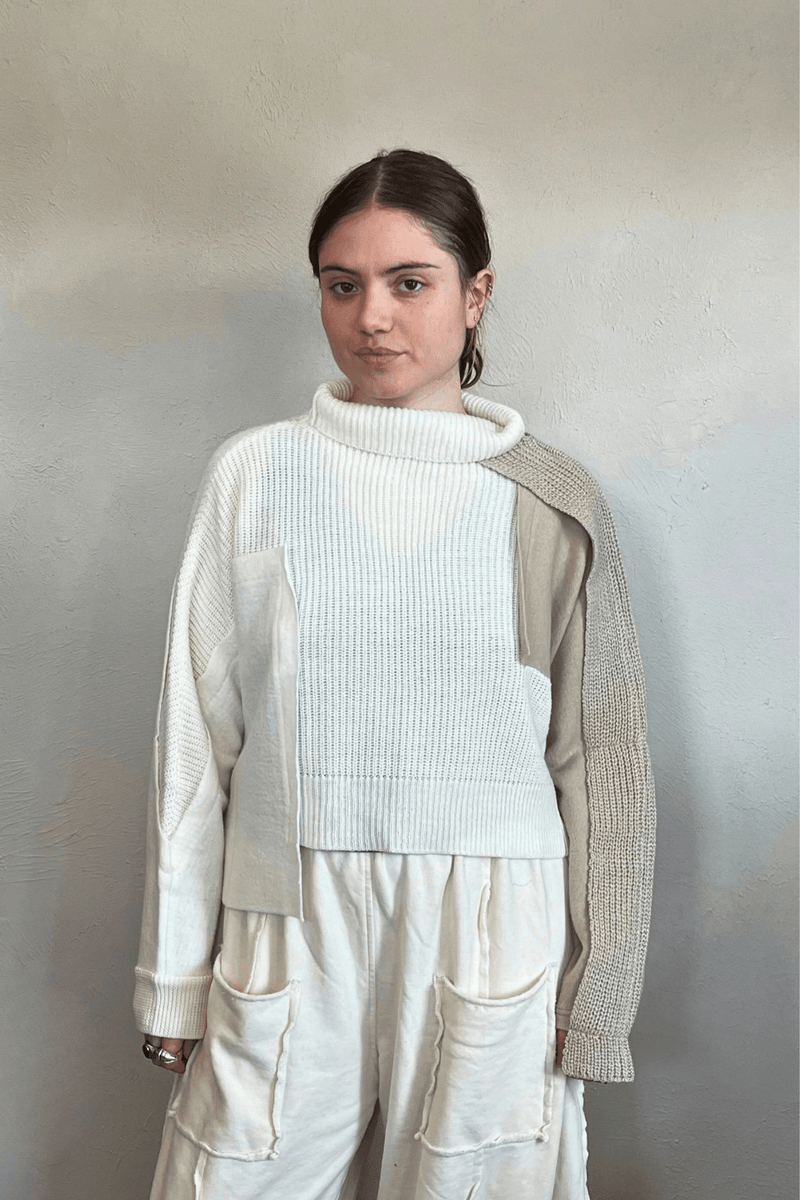 Moyuru Cream Combo Pullover Sweater