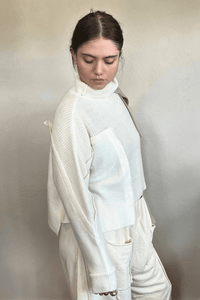 Moyuru Cream Combo Pullover Sweater
