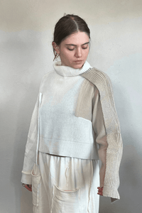 Moyuru Cream Combo Pullover Sweater