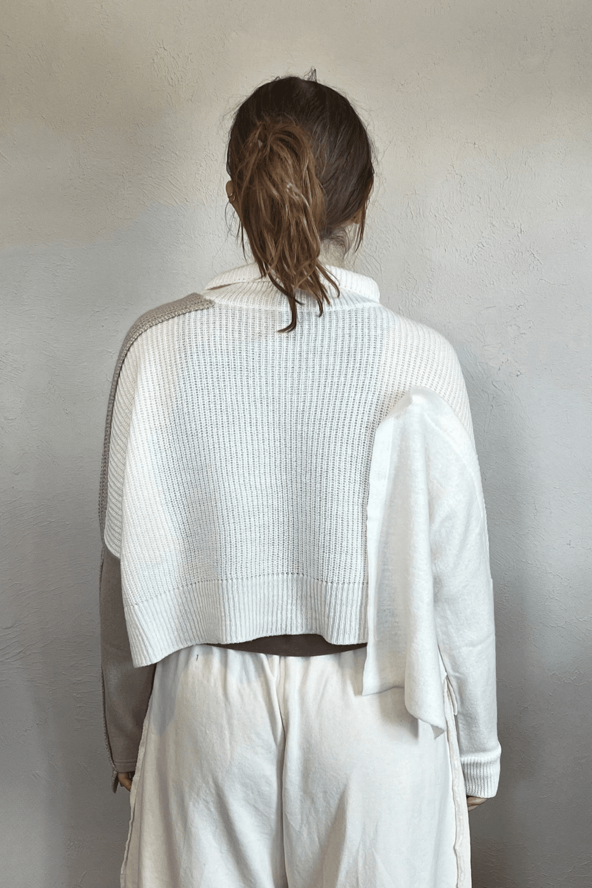 Moyuru Cream Combo Pullover Sweater
