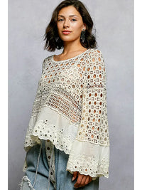 Crochet Bell Sleeve Top - Natural