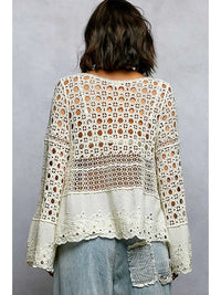 Crochet Bell Sleeve Top - Natural
