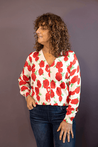 Crop Roses Cardi