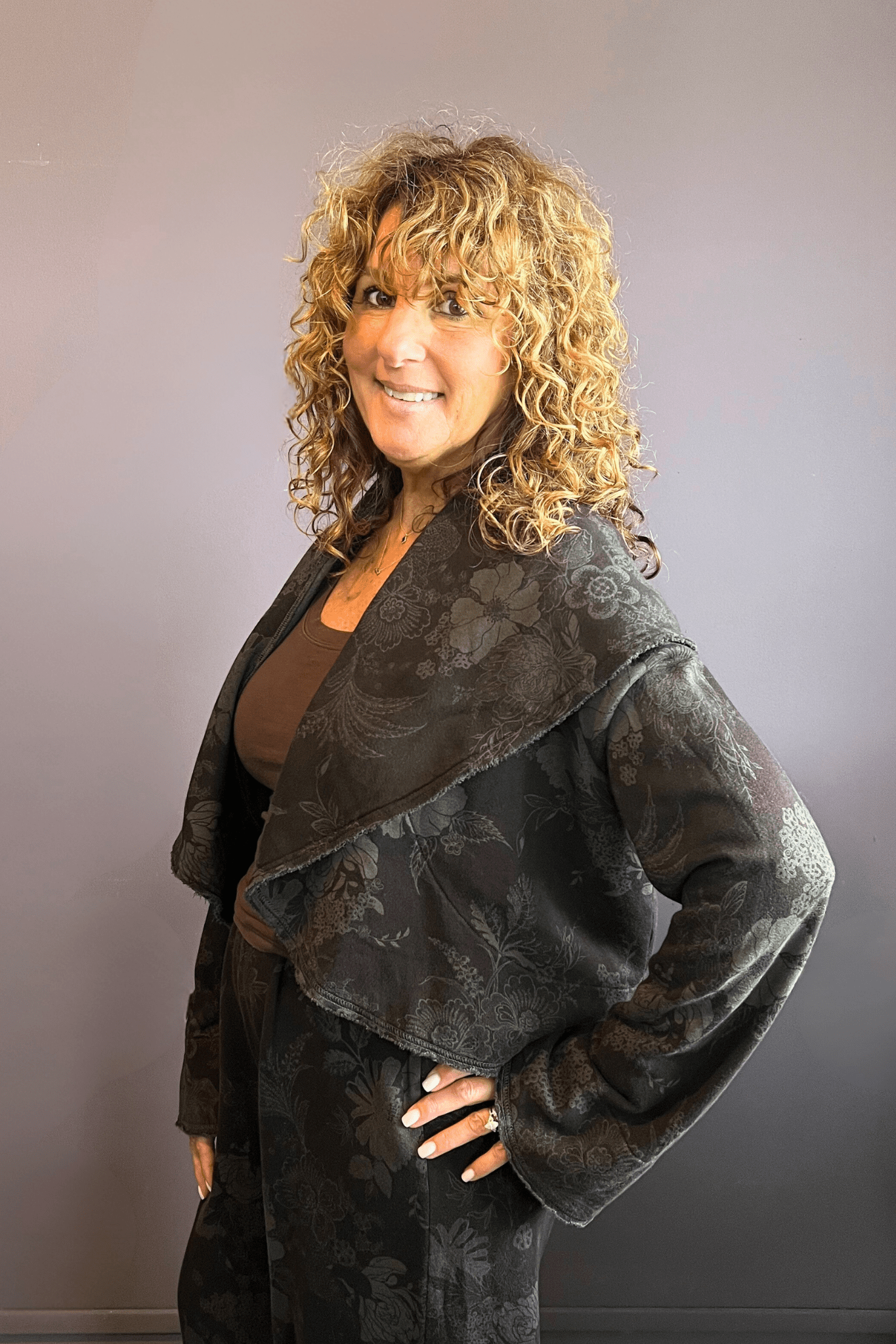 Floral Crop Wrap Coat