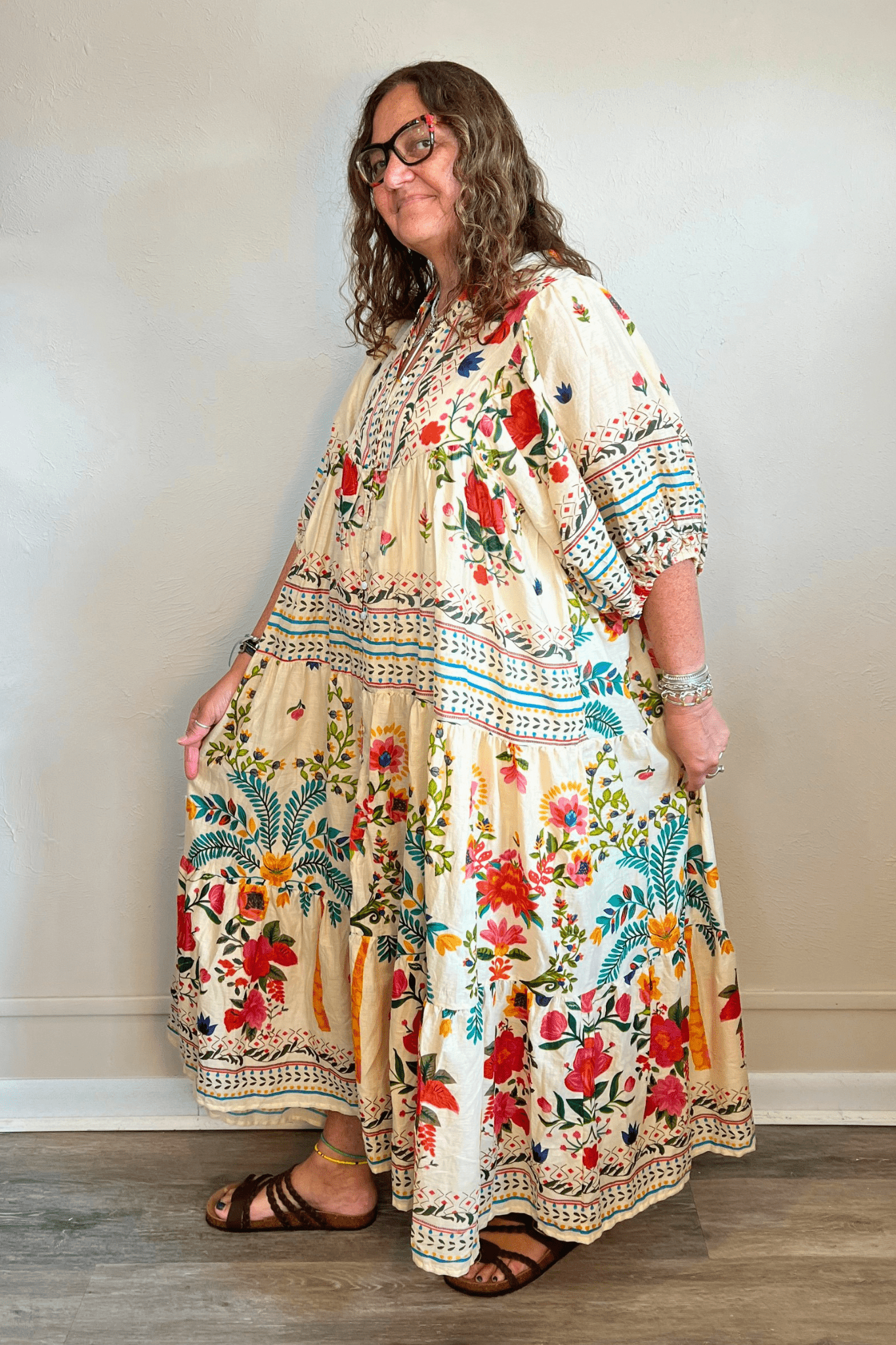 Boho V-Neck Balloon Sleeve Dress