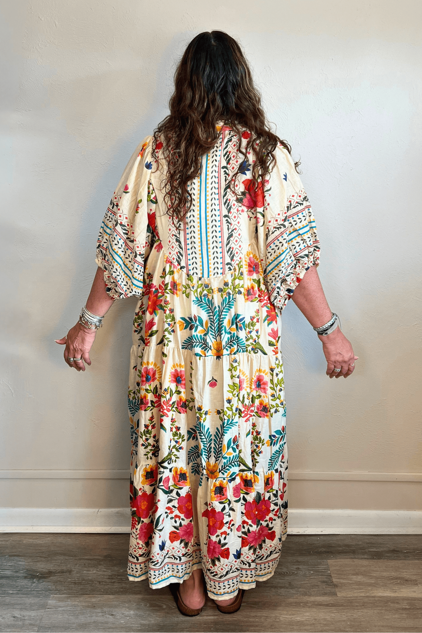 Boho V-Neck Balloon Sleeve Dress