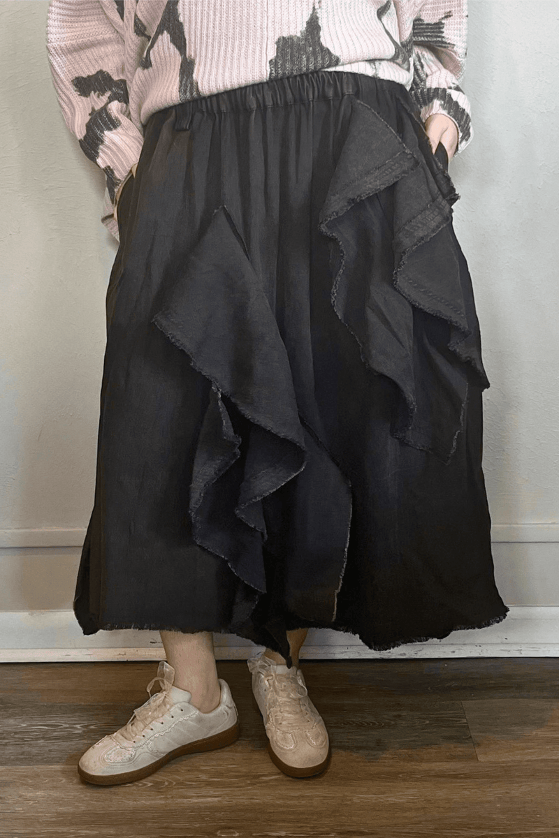 Moyuru Ruffle Denim Skirt