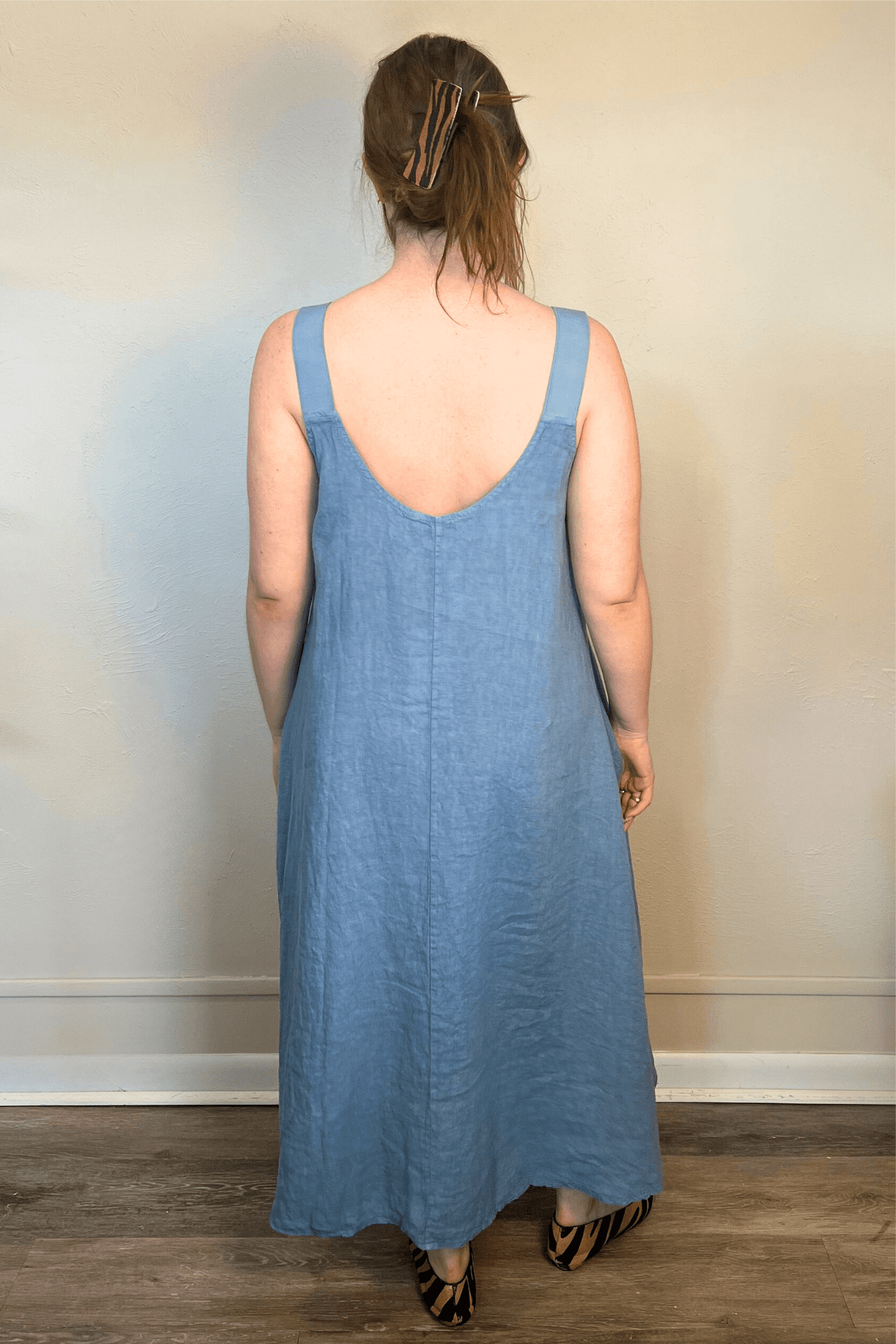 Elastic Strap Linen Dress