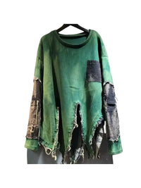 Textured Asymmetrical Distressed Sweater