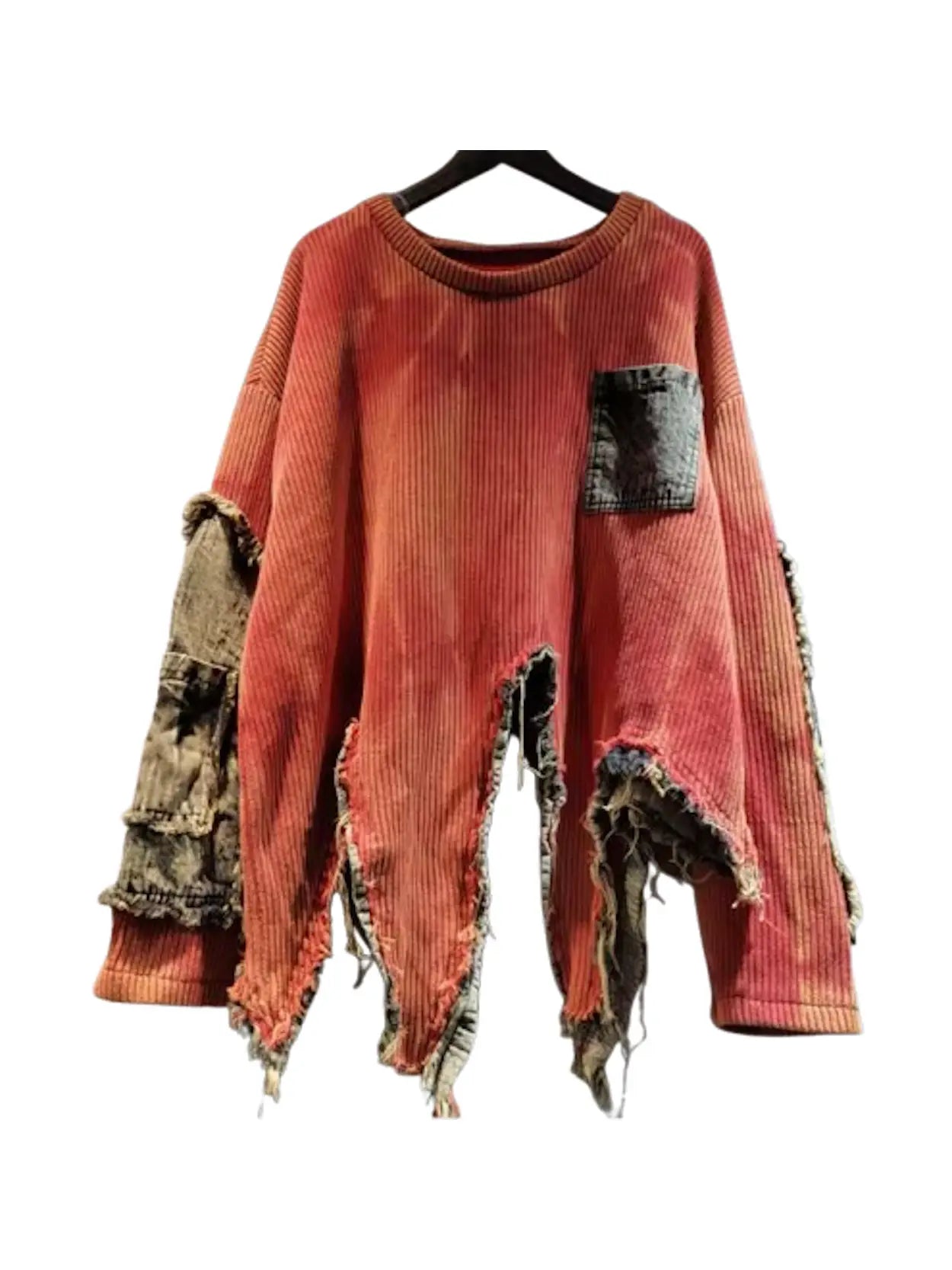 Textured Asymmetrical Distressed Sweater