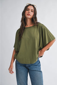 Boxy Dolman Short-Sleeve Top