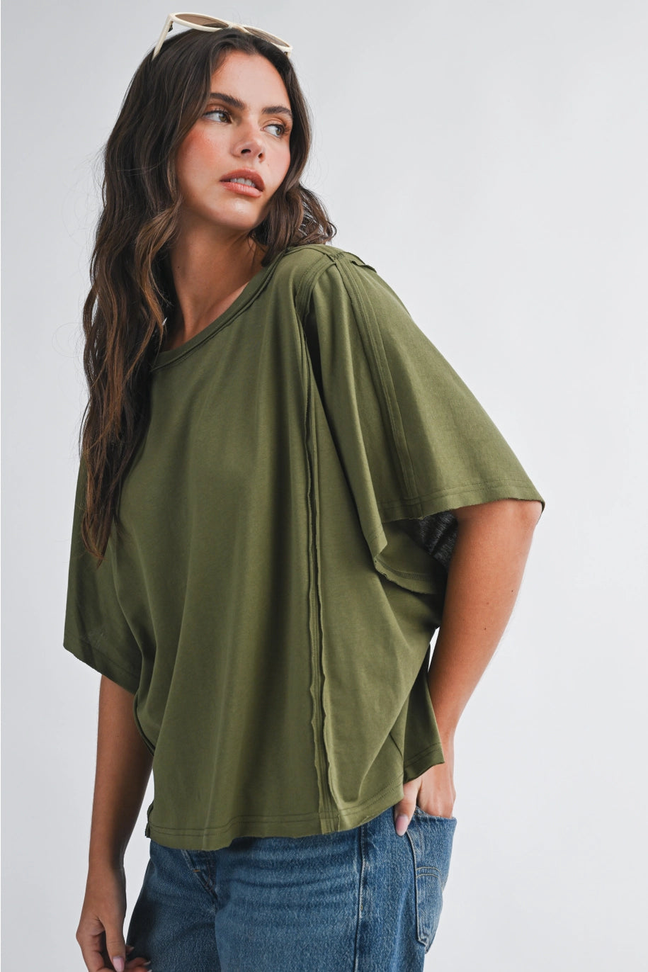 Boxy Dolman Short-Sleeve Top