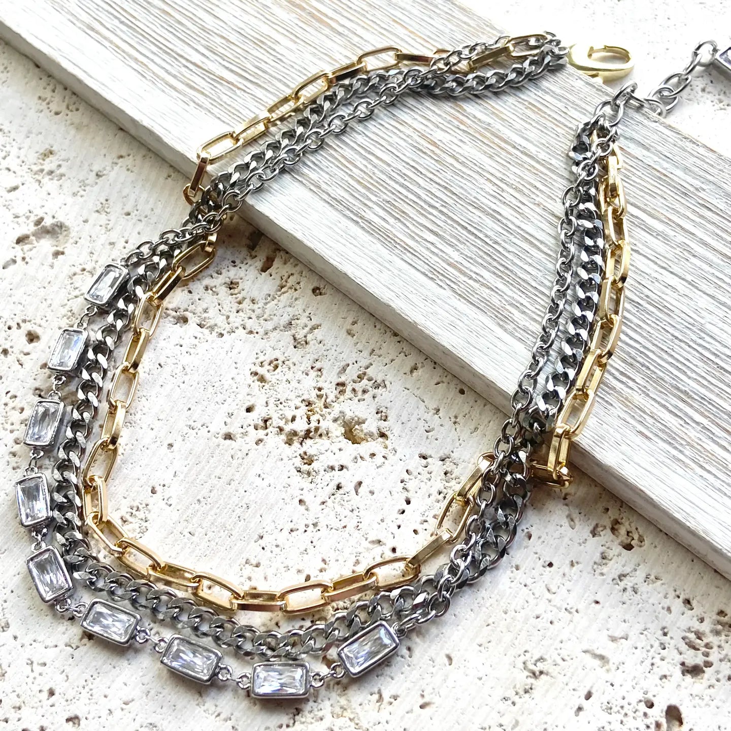 Triple Edgy Glam Necklace