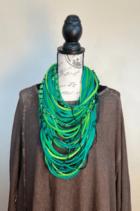 Forest Lime Textile Scarf Necklace