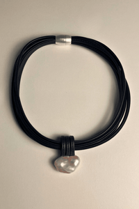 Leather Necklace with Freshwater Biwa Pearl