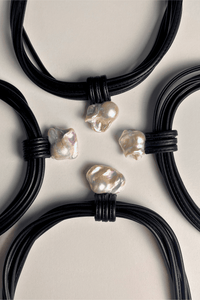Leather Necklace with Freshwater Biwa Pearl