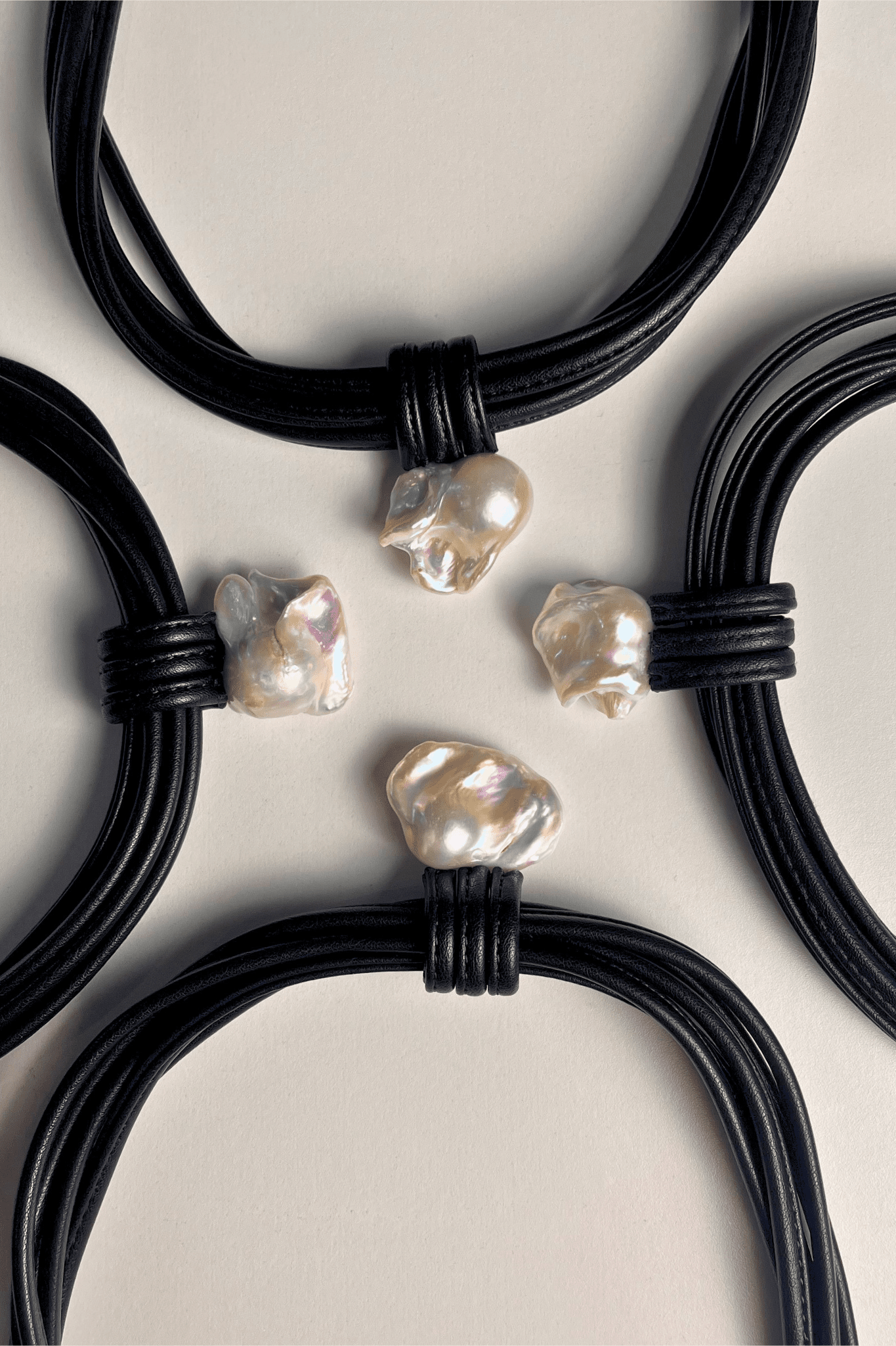 Leather Necklace with Freshwater Biwa Pearl