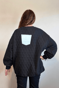 Shannon Passero 5949 Glenna quilted pullover with upcycled denim pocket details