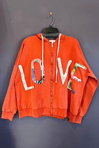 Love Patchwork Hooded Sweatshirt