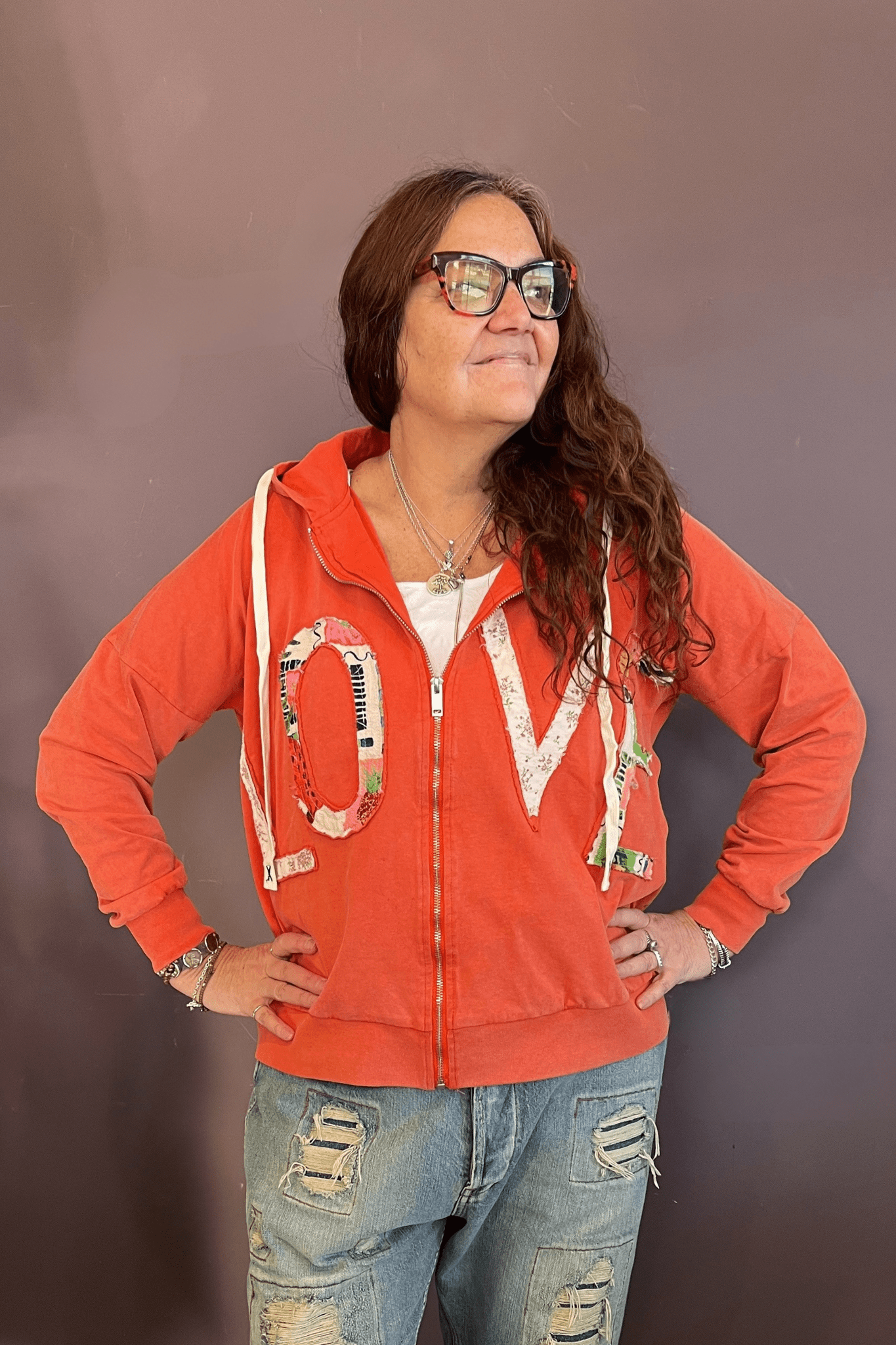 Love Patchwork Hooded Sweatshirt