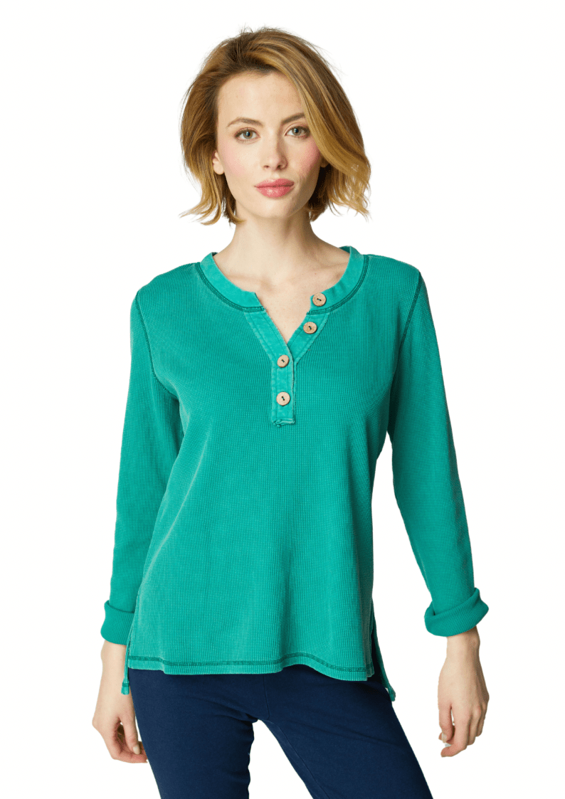 Lounge Henley Waffle Top