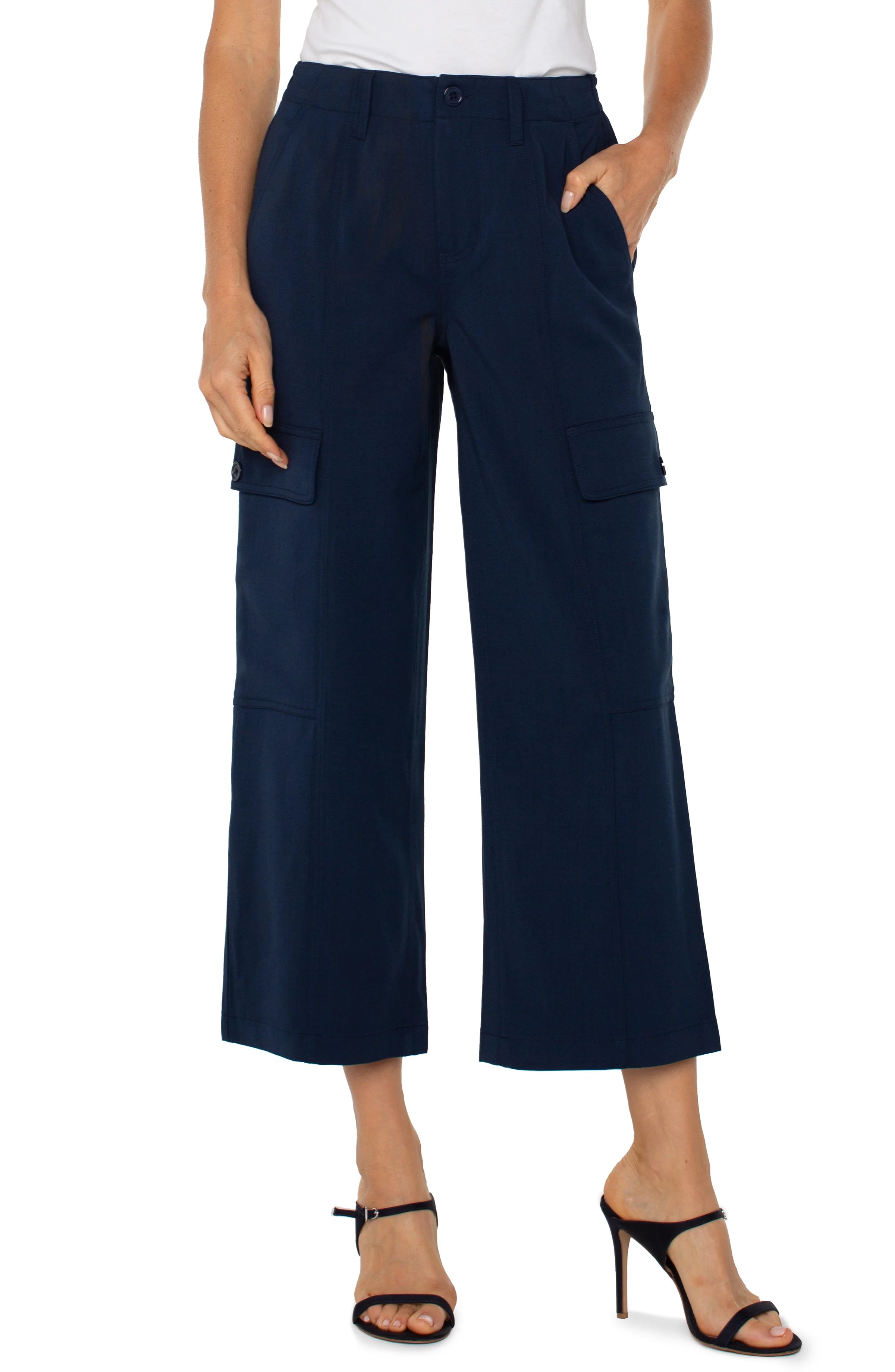 Hi-Rise Cargo Crop Pant (Dark Navy)