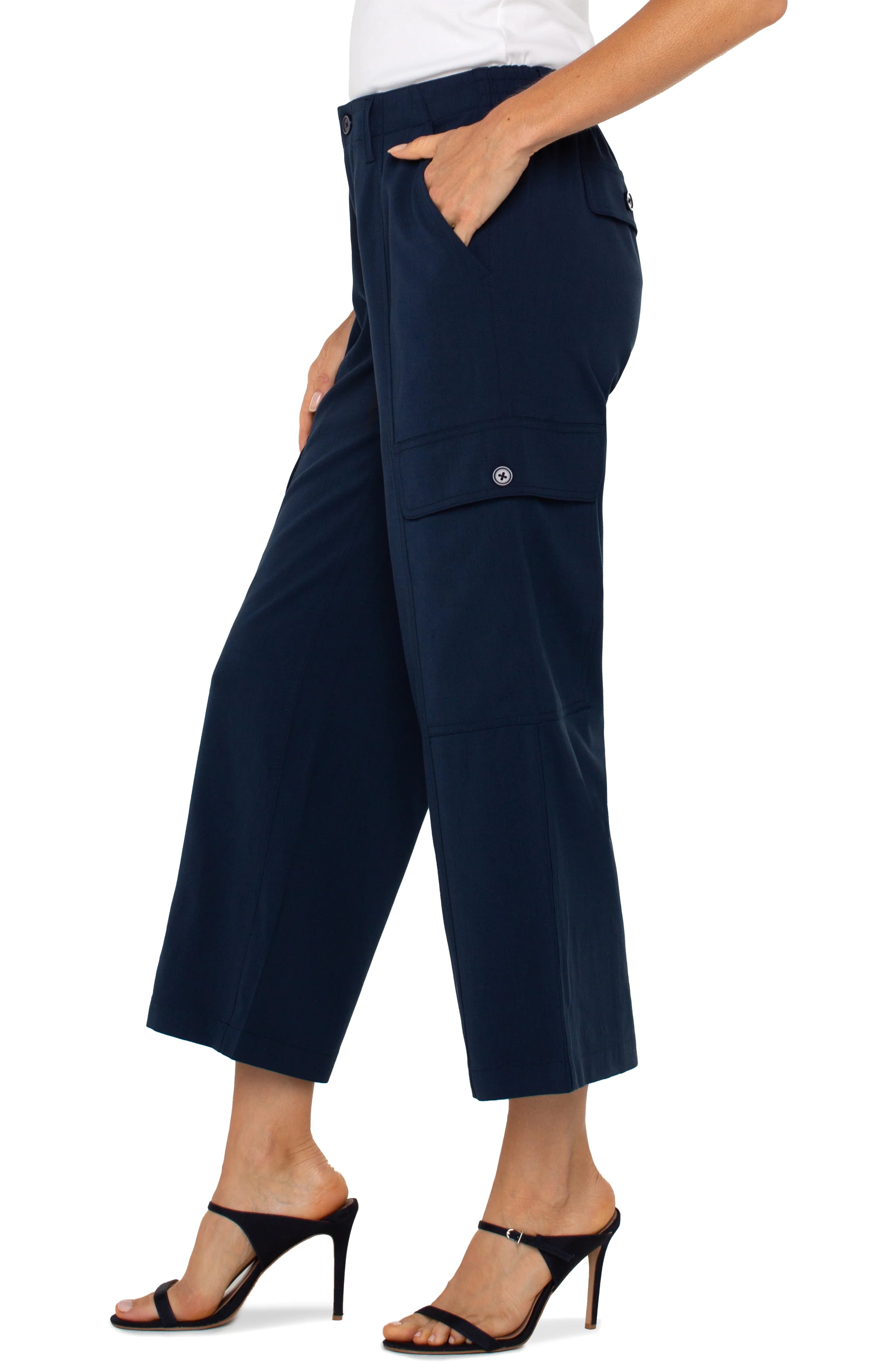 Hi-Rise Cargo Crop Pant (Dark Navy)
