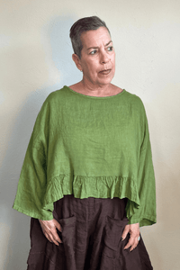 Linen Ruffle Hem Crop Top