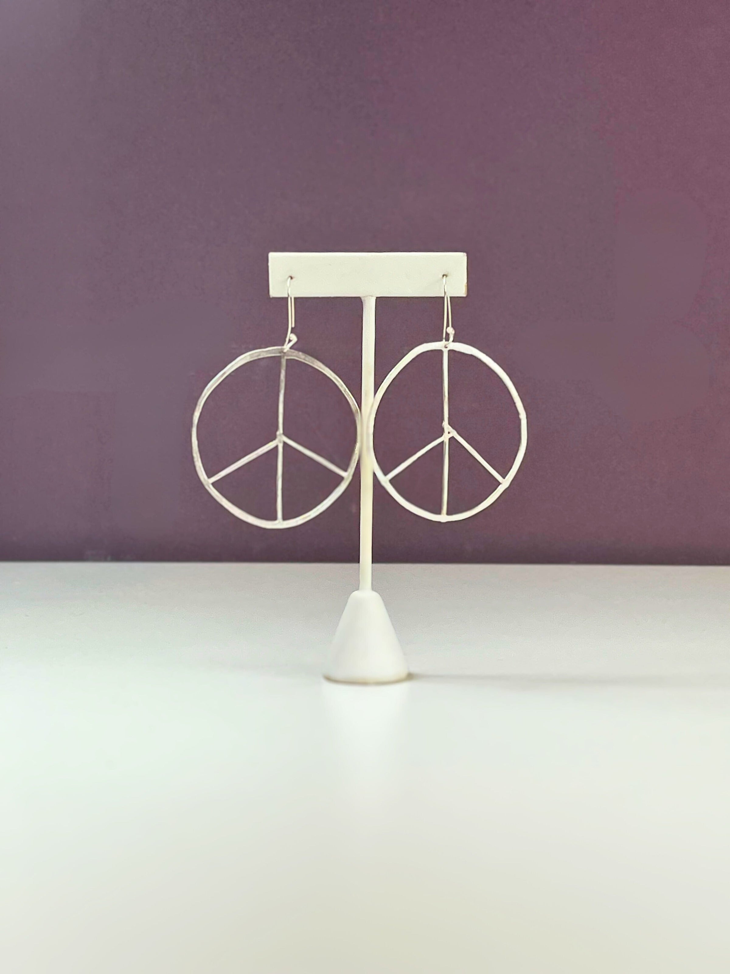 Large Peace & Love Earrings