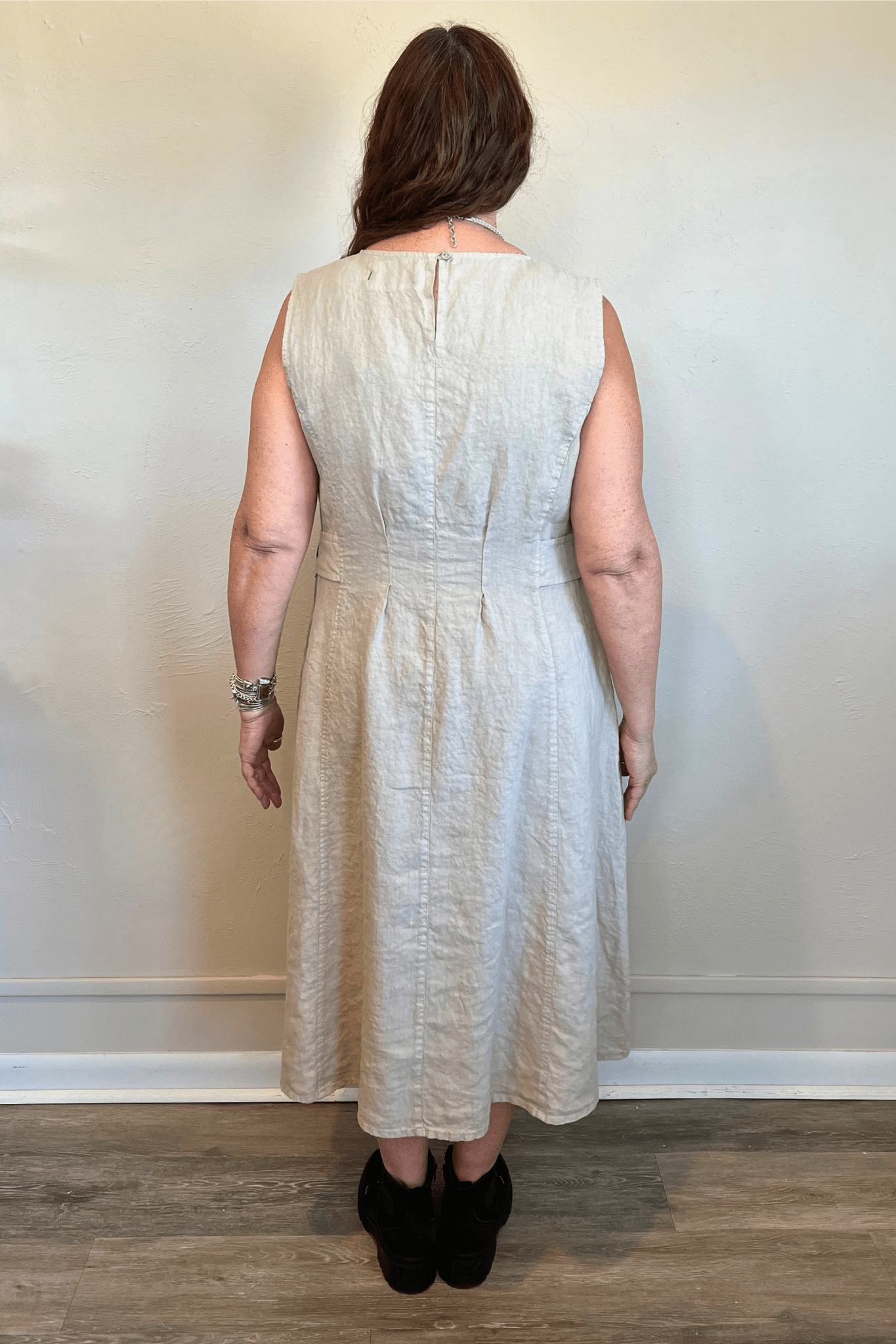 Sleeveless Fit & Flare Linen Dress