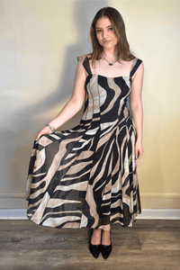 Lisa Tea Length Paneled Dress