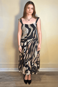 Lisa Tea Length Paneled Dress