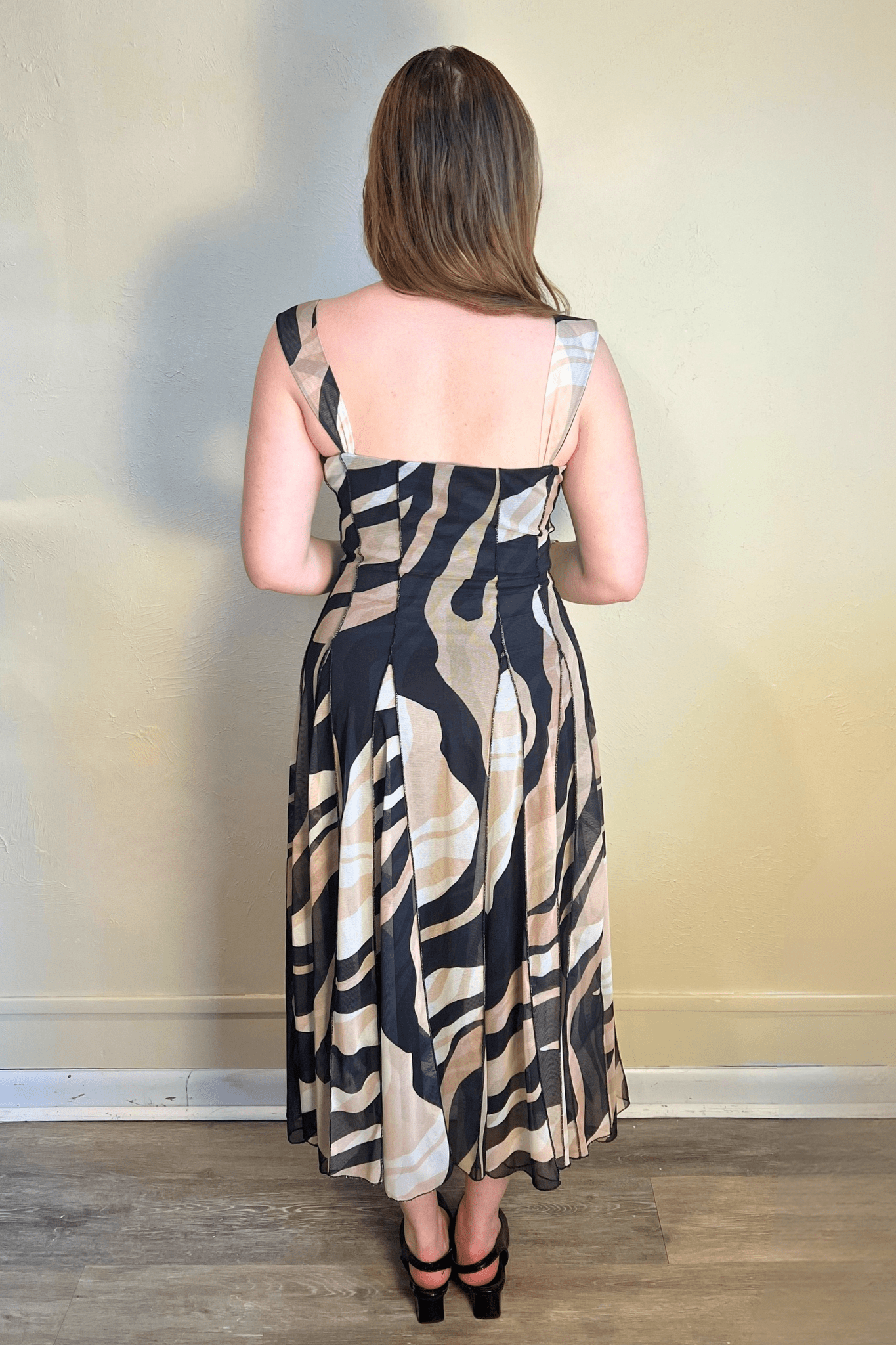 Lisa Tea Length Paneled Dress