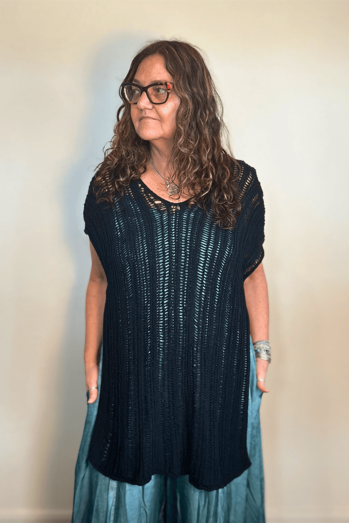 Open Knit Long Sweater