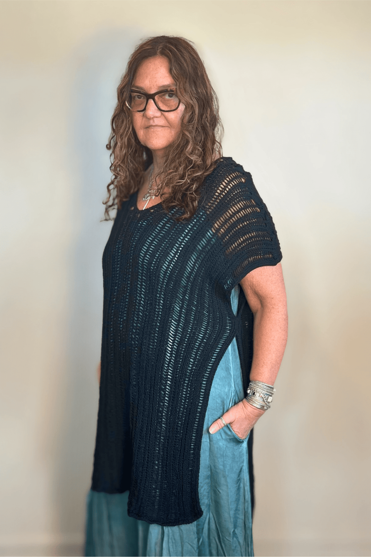 Open Knit Long Sweater