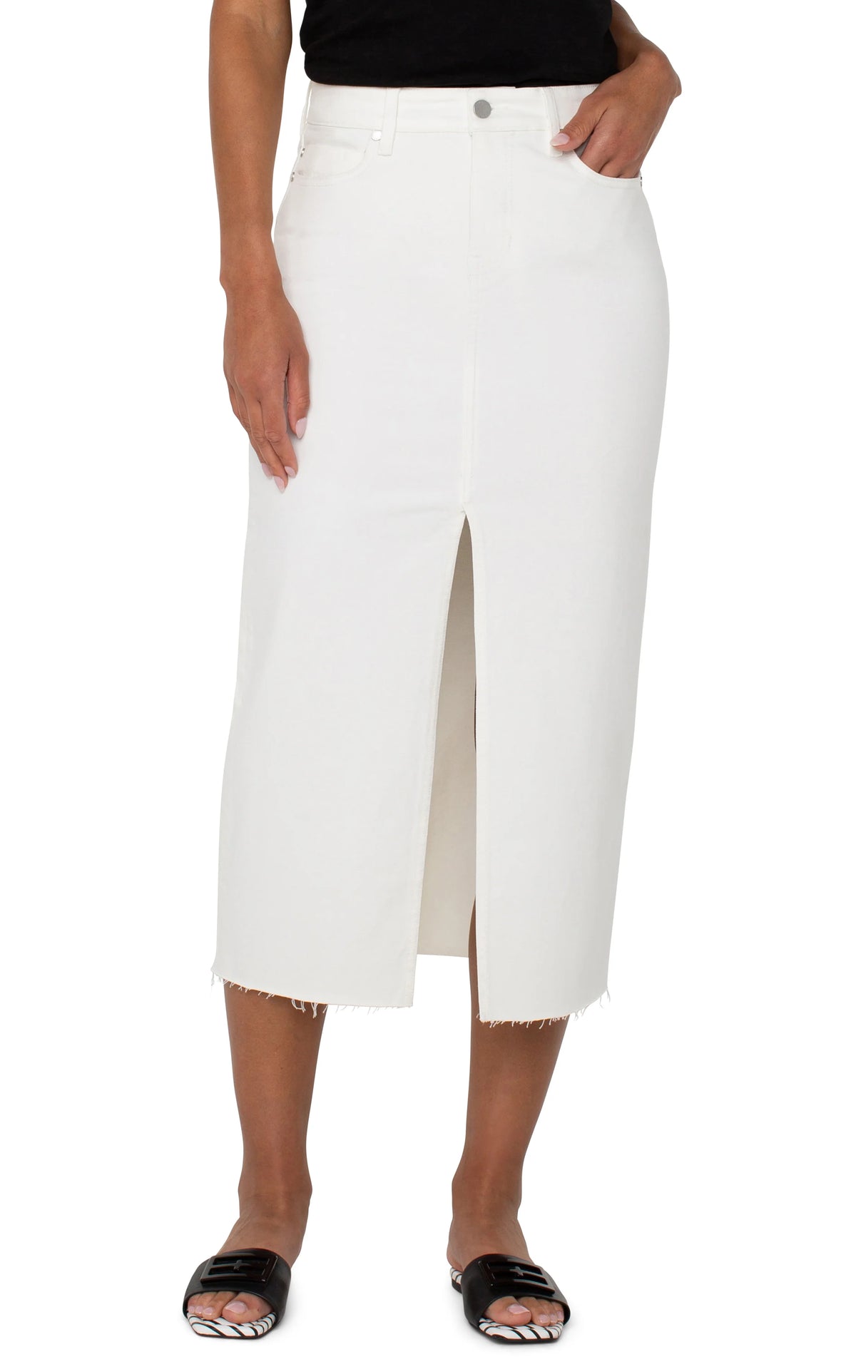Maxi Skirt With Front Slit (Bone White)