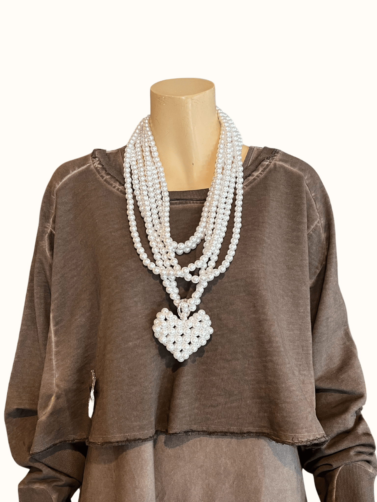 Mini Loop Pearl Heart Necklace