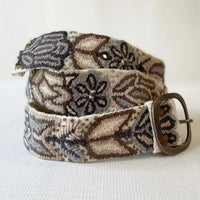 Monochromatc Embrdrd Wool Belt