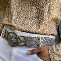 Monochromatc Embrdrd Wool Belt