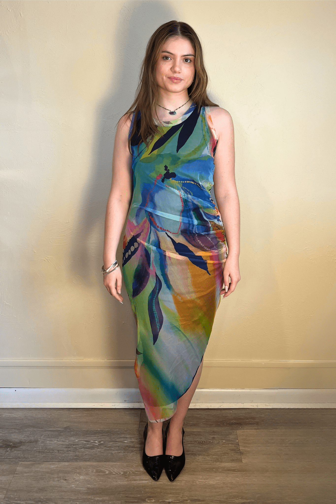 Morgan Ruched Crew Neck Dress