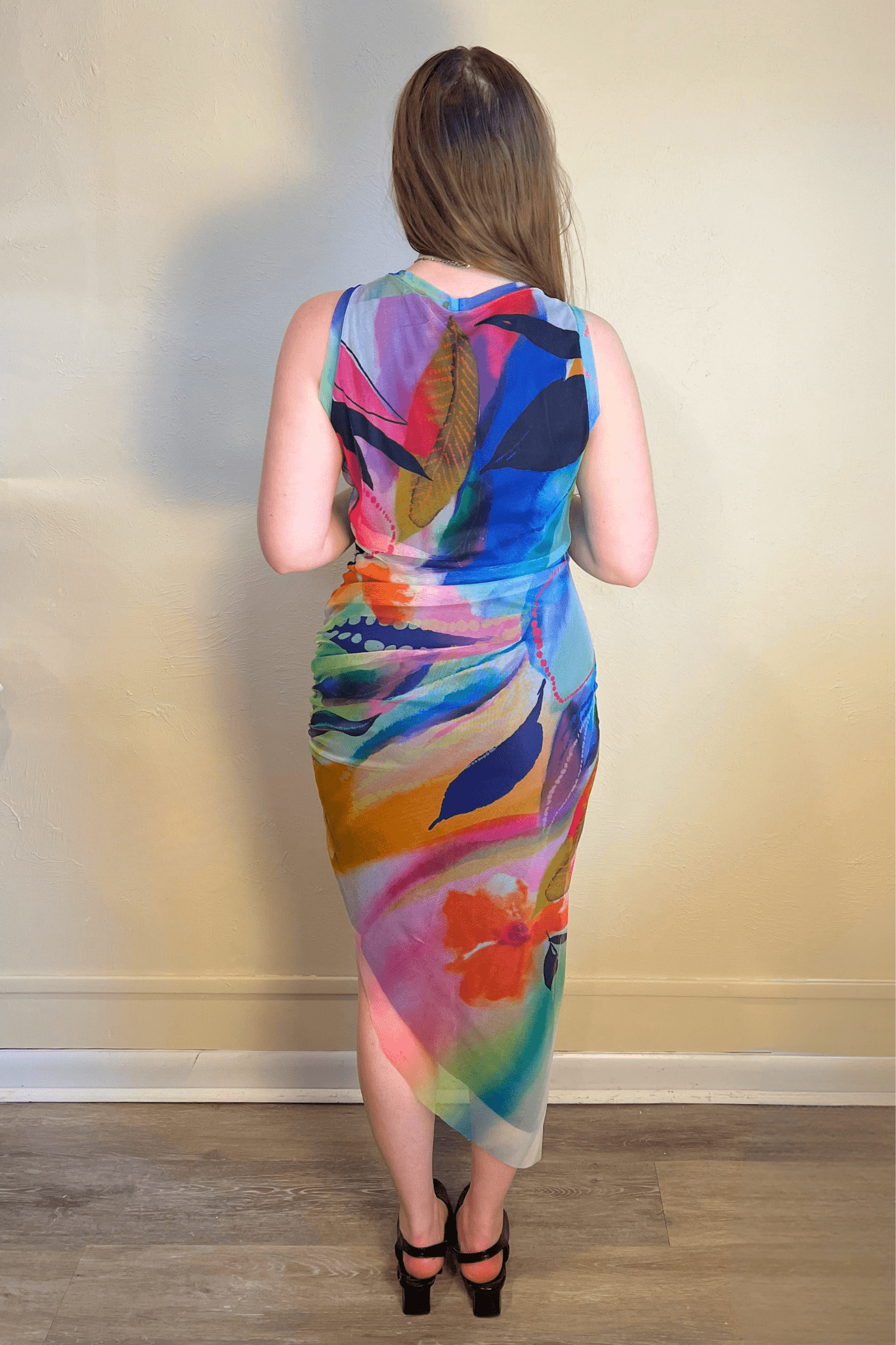 Morgan Ruched Crew Neck Dress