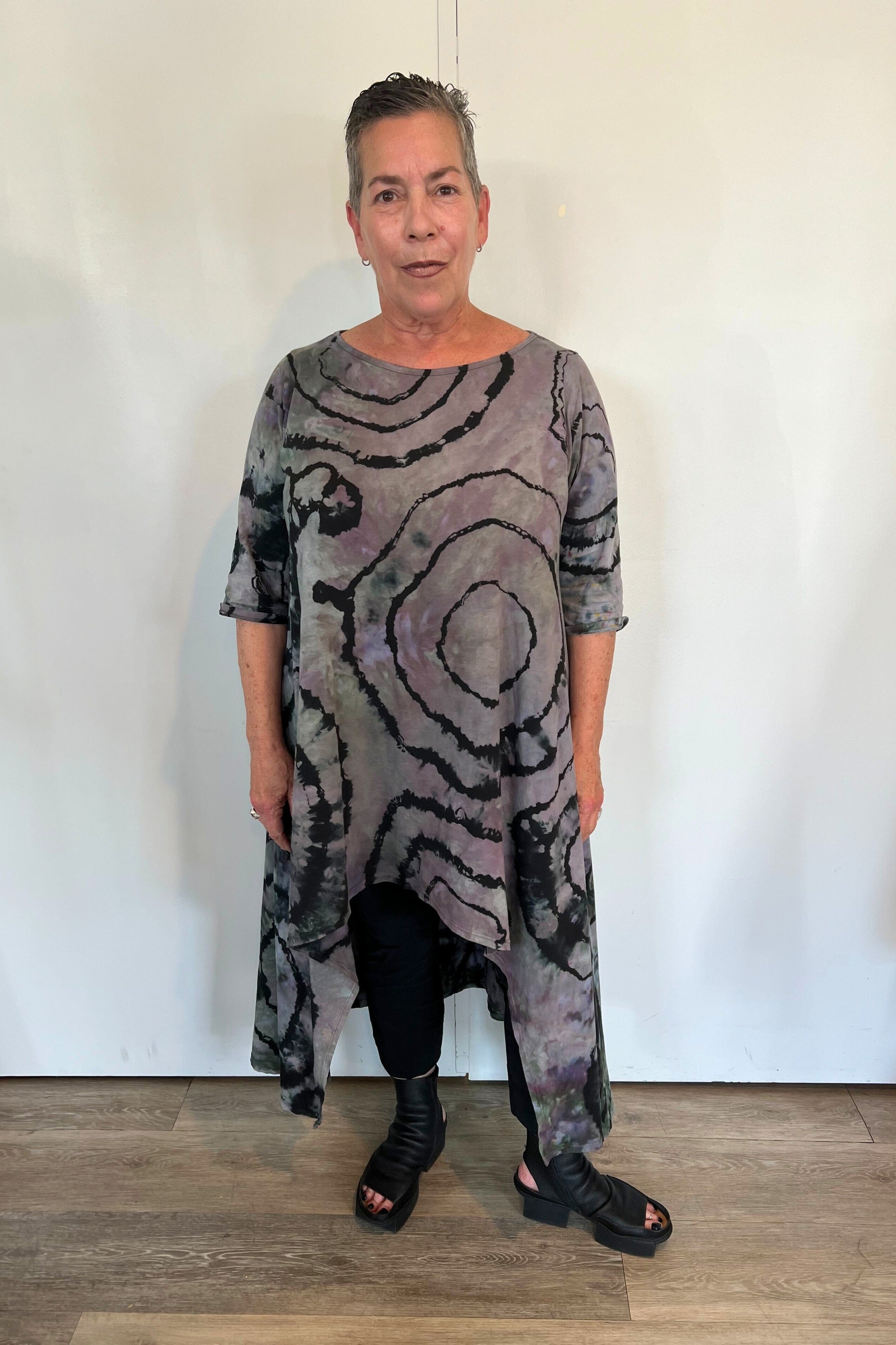 Tie-Dye Hi-Lo Tunic Dress (Multicolor)