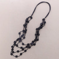 Rubber/Square Wood Necklace