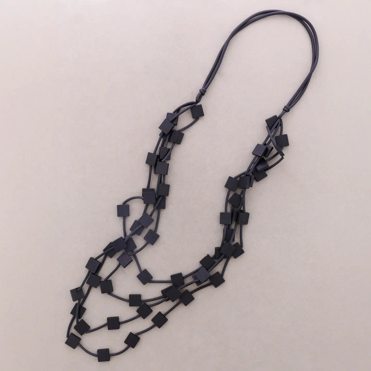 Rubber/Square Wood Necklace