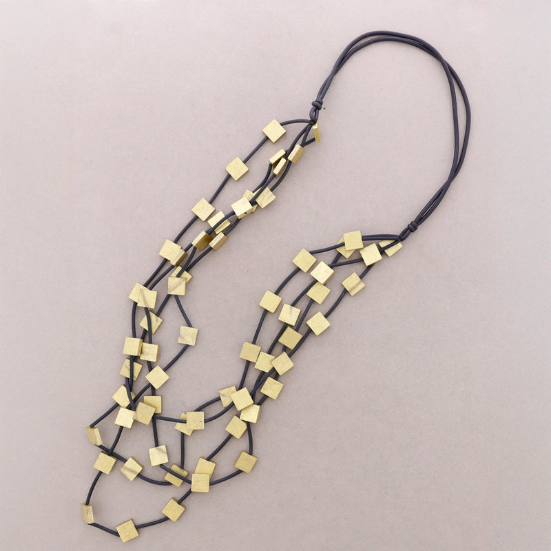 Rubber/Square Wood Necklace