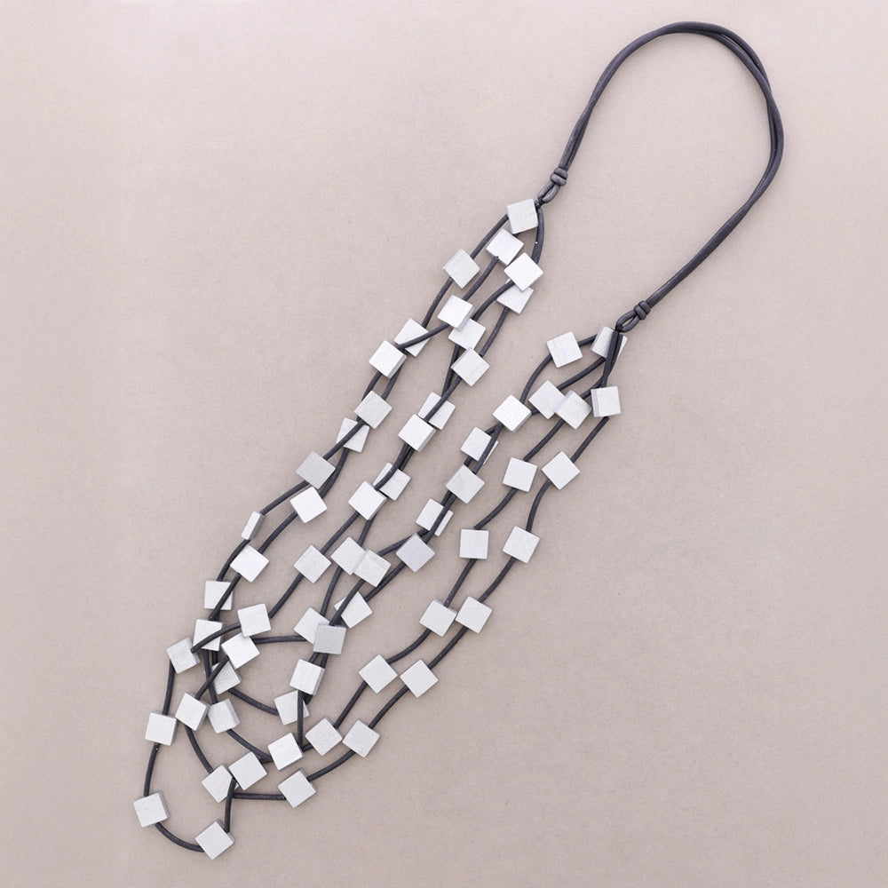 Rubber/Square Wood Necklace