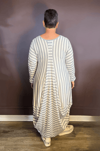 Mixed Stripe Balloon Dress