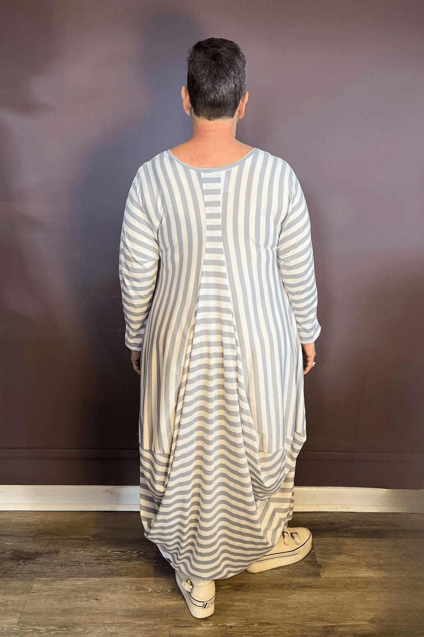 Mixed Stripe Balloon Dress