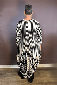 Mixed Stripe Balloon Dress